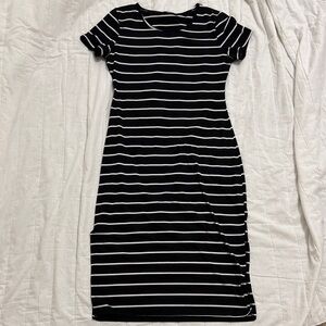 SHEIN Black and White Striped Midi Dress